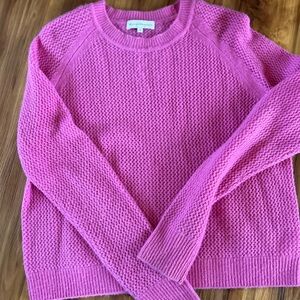White + Warren Hot Pink Textured Crewneck Sweater